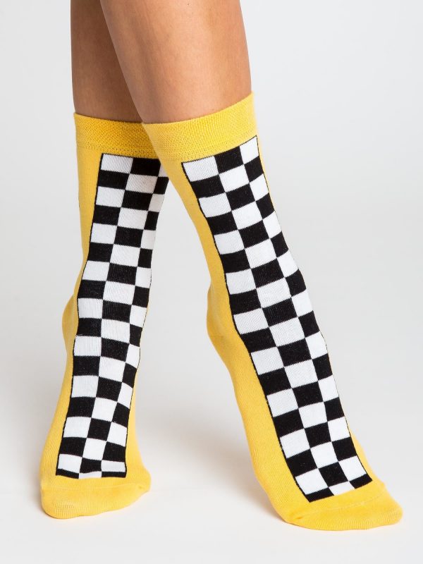 Yellow Printed Ladies Socks