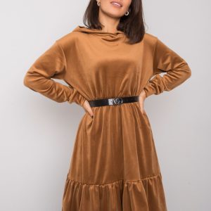 Camel velour dress with Casablanca belt