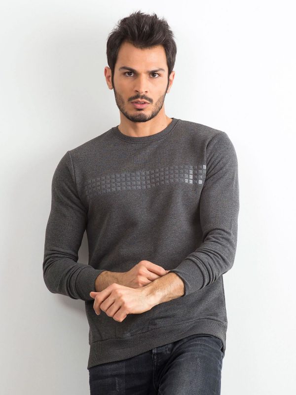 Graphite sweatshirt for men with applique