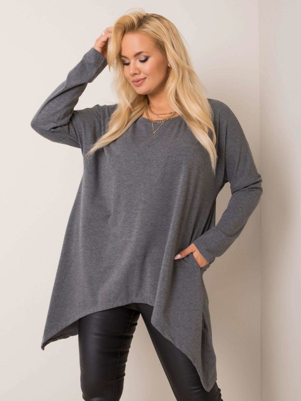 Dark grey plus size blouse Elisa RUE PARIS