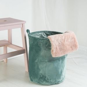 Green Velvet Storage Basket