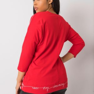 Red Plus Size Cotton Blouse Elaria