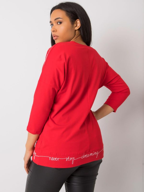 Red Plus Size Cotton Blouse Elaria