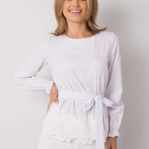 White blouse with belt Dorotthea