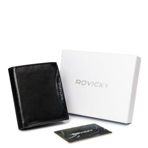 Genuine grain leather men's black wallet