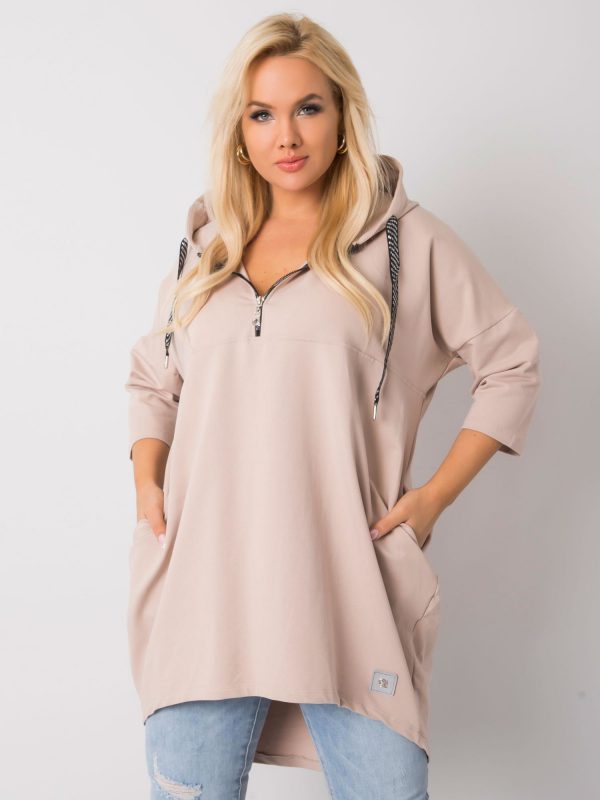 Beige plus size cotton sweatshirt Adreana