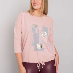 Dirty pink plus size blouse with Ilida print