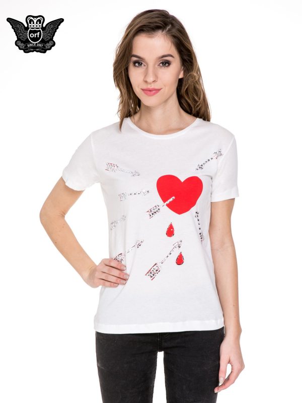 White T-shirt with broken heart print