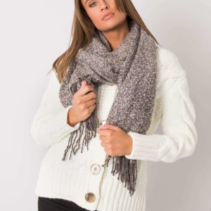 Gray scarf with fringes