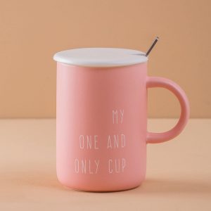 Pink mug with inscription