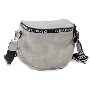 Grey Ladies Handbag with Detachable Strap