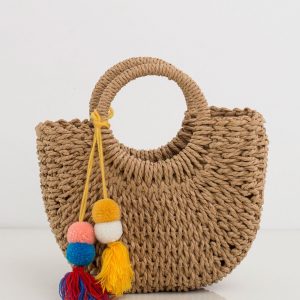 Beige Braided Handbag