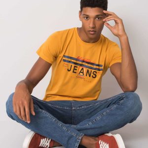 Men's mustard t-shirt with round neck Royce