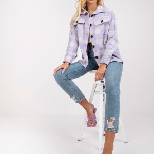 Purple and Pink Warm Plaid Shirt Long Sleeve Solomia