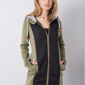 Khaki hoodie coat long