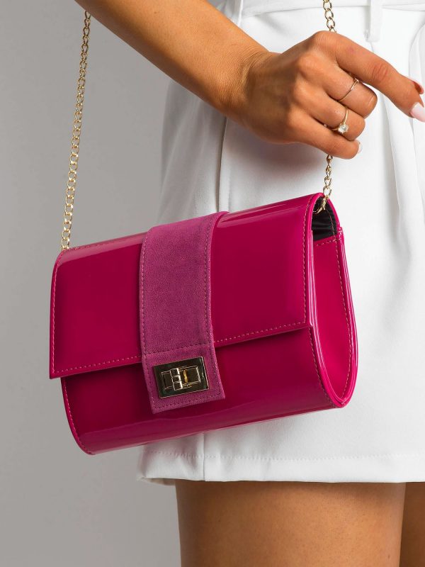 Fuchsia clutch bag on chain