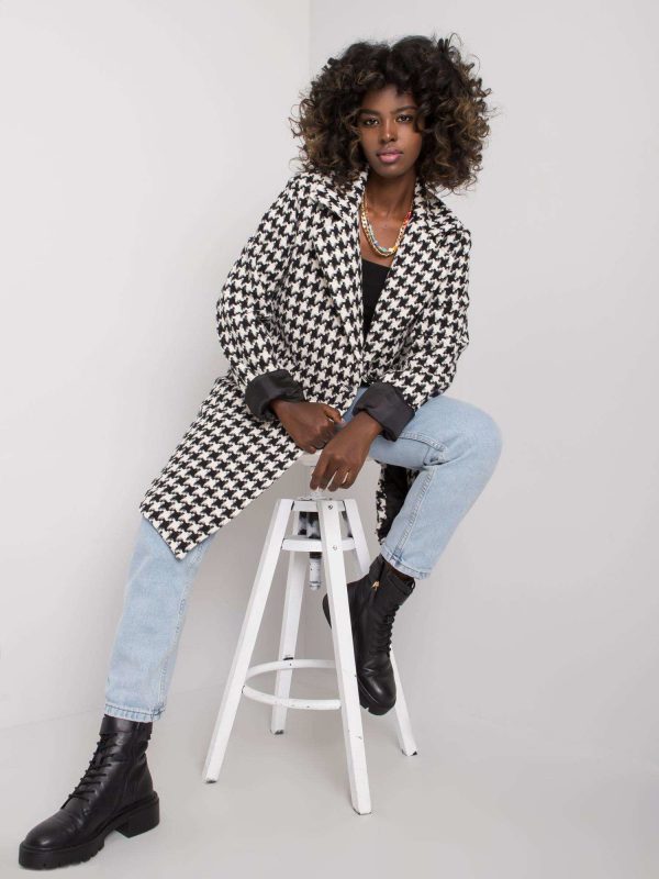 White and black houndstooth coat Amirah RUE PARIS