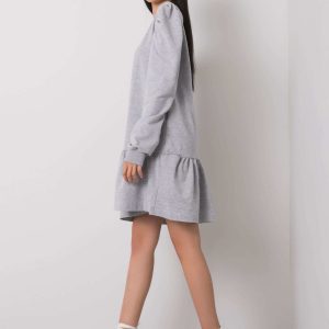 Grey Melange Neah Ruffle Sweatshirt Dress