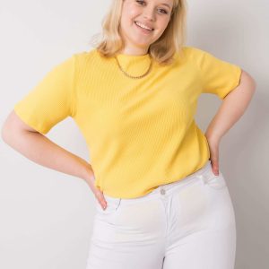 Yellow Plus Size Blouse in Ribbed Fabric Stella