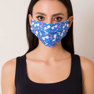 Blue reusable face mask with print