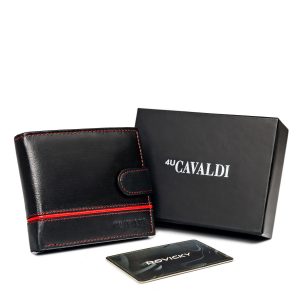 Black and red men's leather wallet