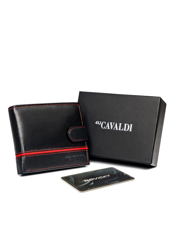 Black and red men's leather wallet