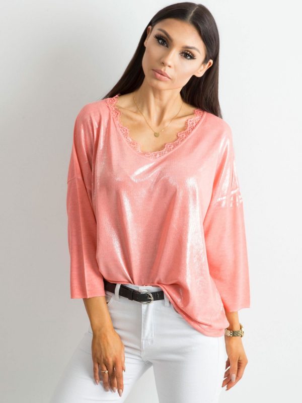 Coral blouse with soft gloss