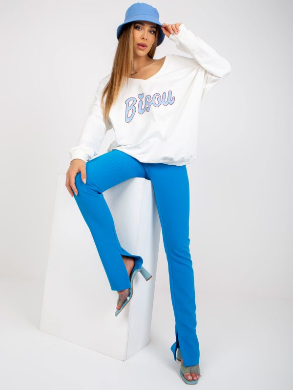 White and blue sweatshirt with no hood print