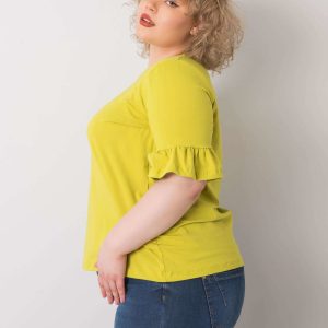 Light green plus size blouse with frills on Yareli sleeves