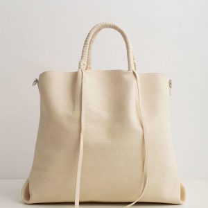 Cream large bag made of eco leather