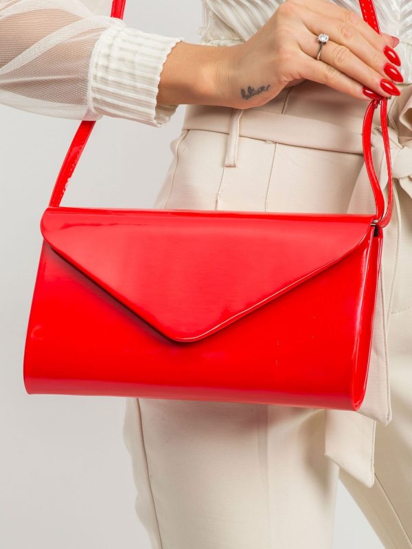 Red lacquered eco-leather clutch