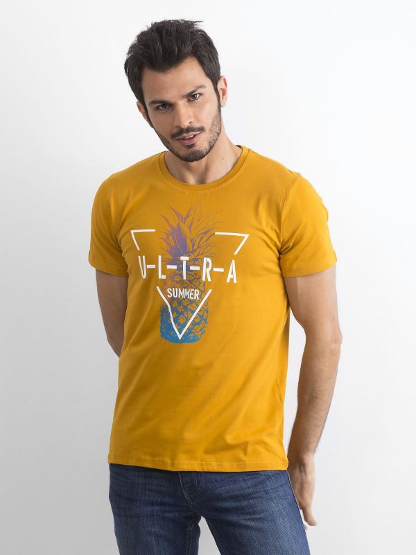 Dark Yellow Men's T-Shirt with Print