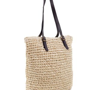 Beige Braided Beach Bag