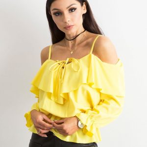 Yellow blouse for women with flounce