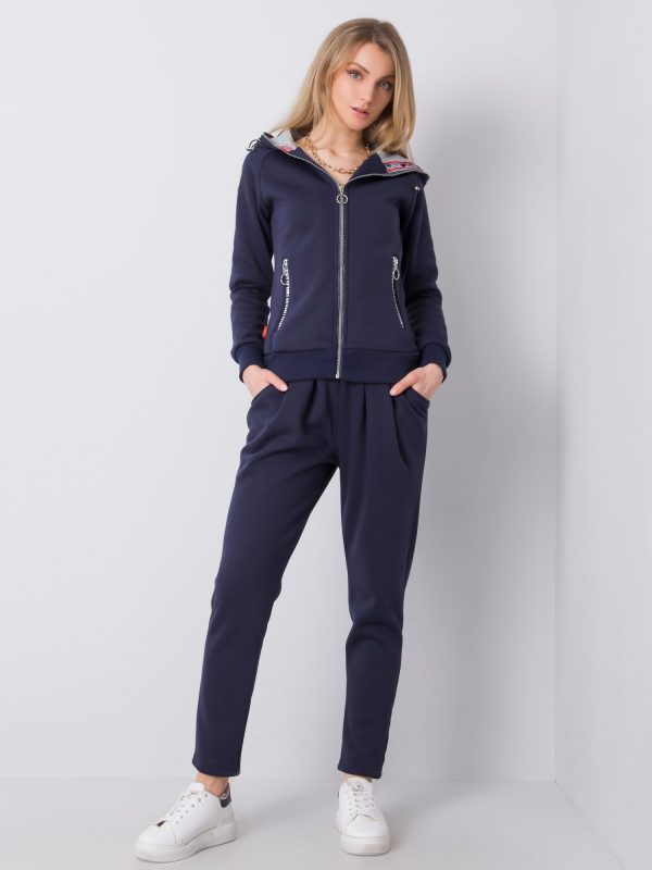 Navy Blue Hooded Sports Tracksuit