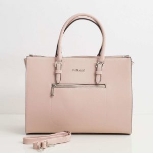 Pale pink eco-leather shopper bag