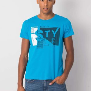 Men's dark turquoise T-shirt cotton Andreas