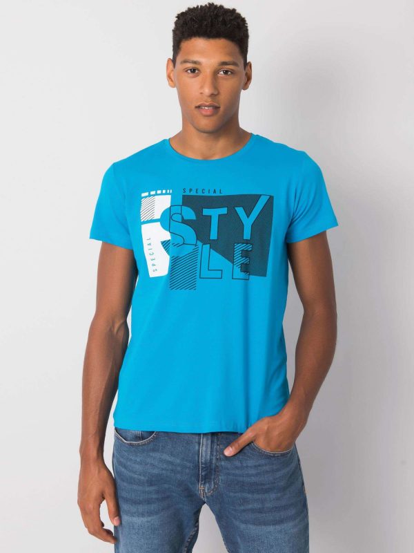 Men's dark turquoise T-shirt cotton Andreas