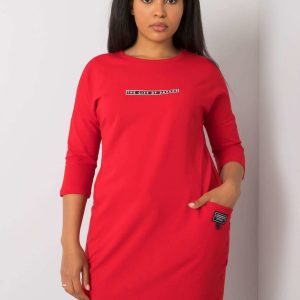 Red Plus Size Dress with Sereia Pockets