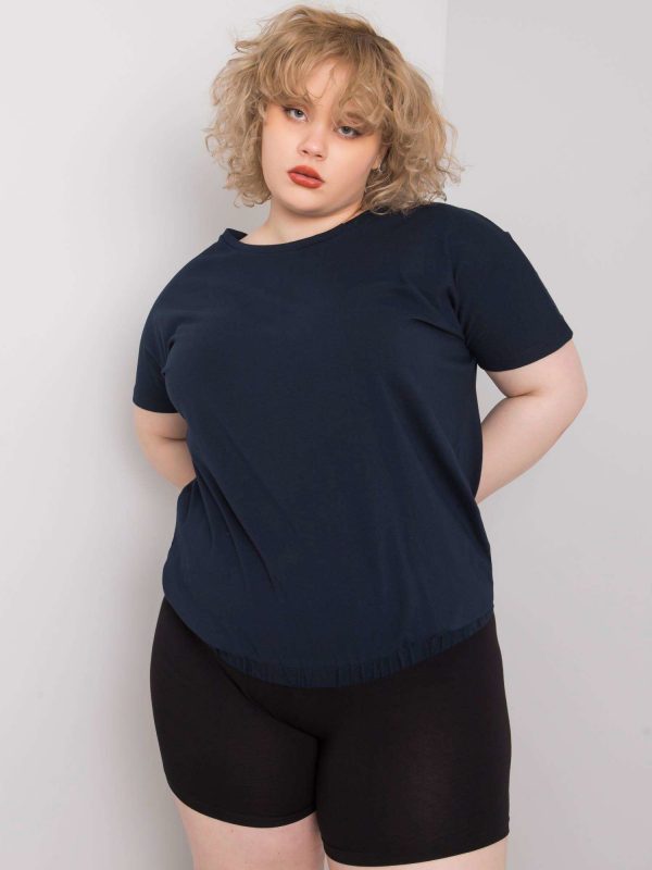 Navy blue plus size blouse with Addyson ribbed