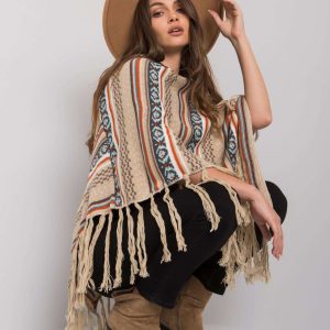 Beige Alvinda Patterned Poncho