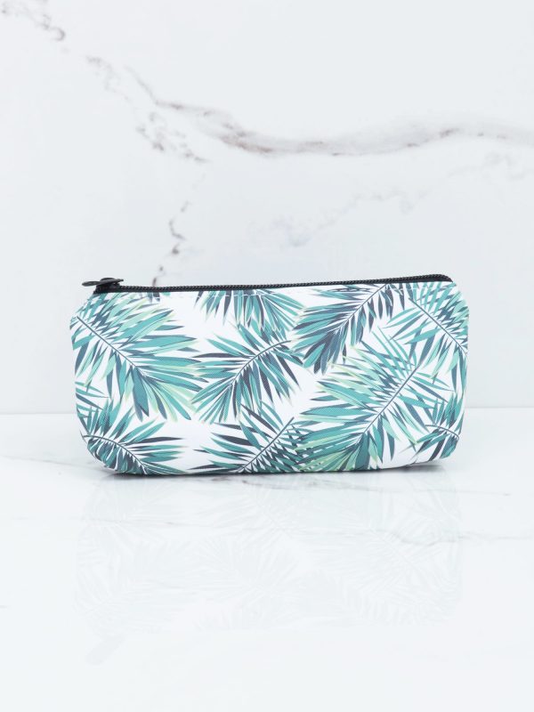 White cosmetic bag with plant patterns