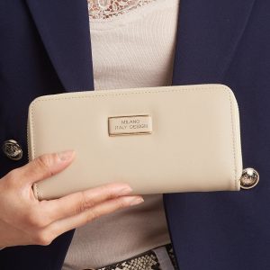 Beige women's zipper wallet