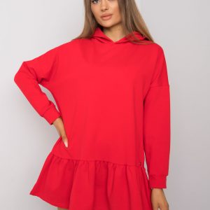 Aliye Red Hooded Sweatshirt Dress