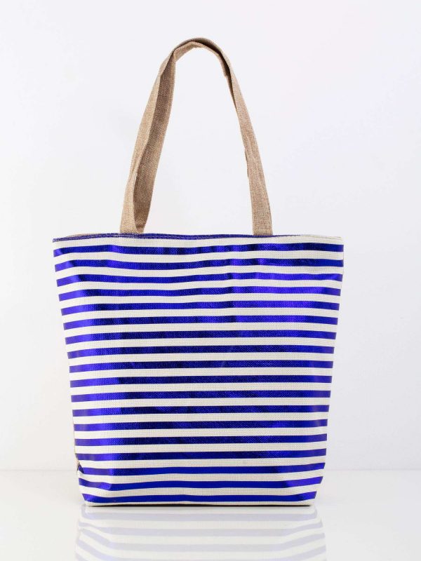 White & Blue Large Printed Bag