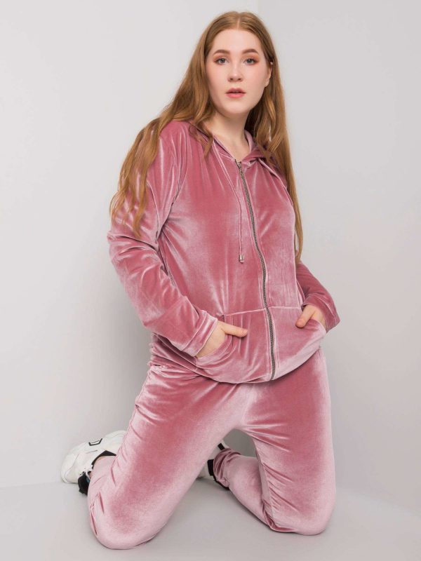 Simona's light pink plus size velour set