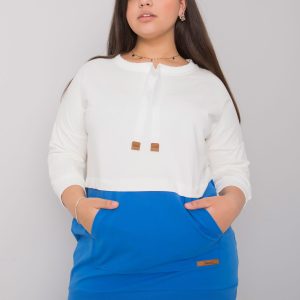 Ecru-blue plus size sweatshirt without hood Sira