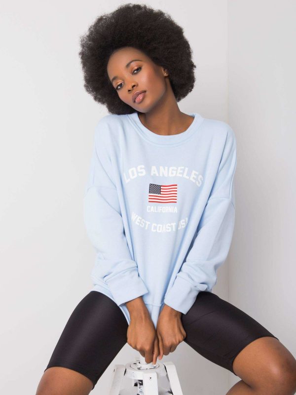 Light blue sweatshirt with print Loretta RUE PARIS