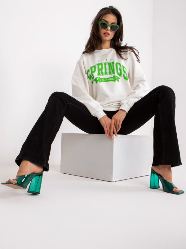 White and green oversize hoodie with print