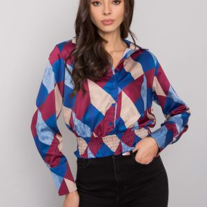 Burgundy blue shirt blouse with Grizella patterns